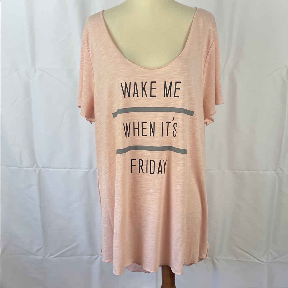 Torrid Blush Pink Graphic "Wake Me When It's Friday" Top - Size 2X